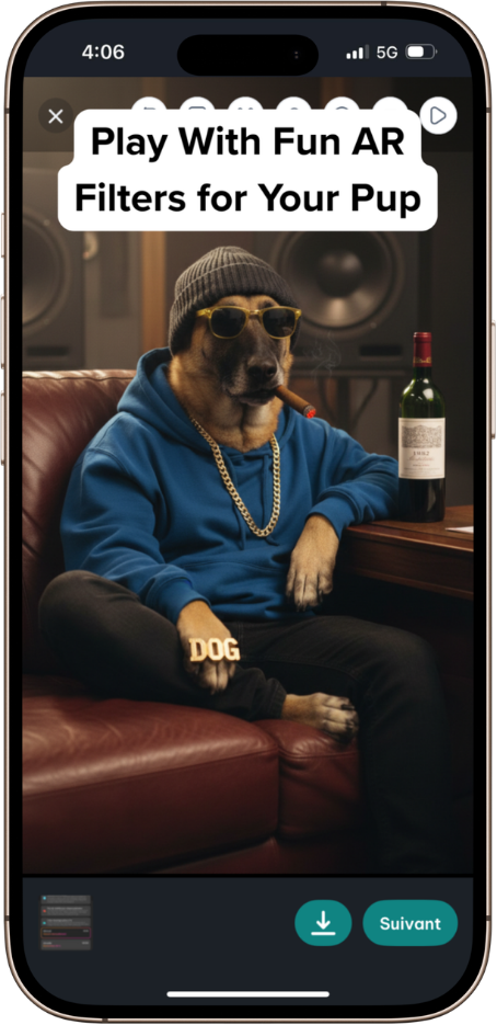 DogPack Camera feature - Capture and share moments with your dog using AI-powered filters